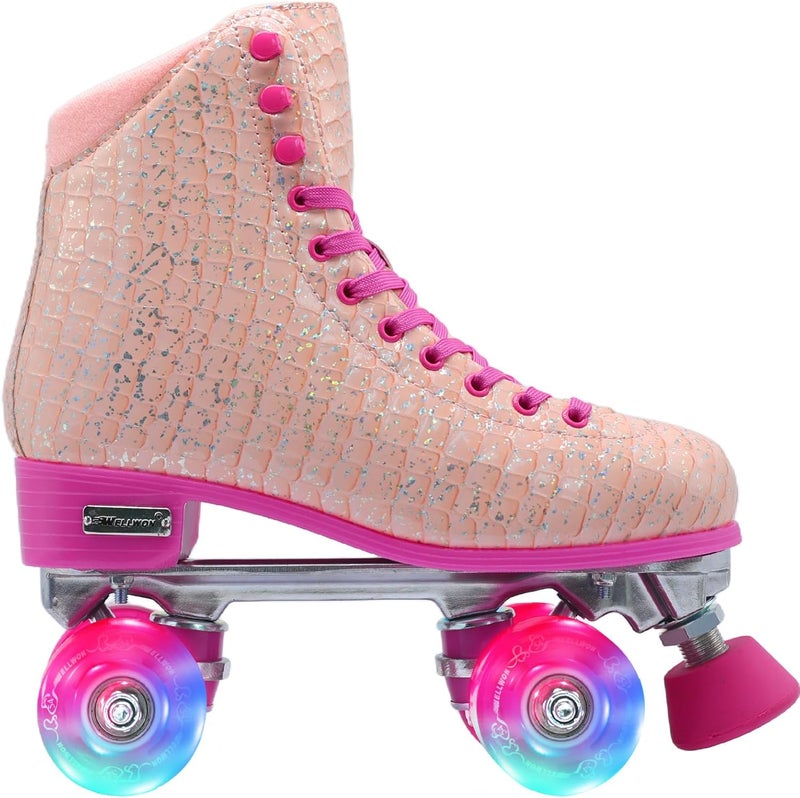 WELLWON Roller Skate for Women Girls and Kids, High-top Double Row-Classic Rollerskates Size 5 6 7 8 9 10 11 and Youth Size 2 3, Indoor Outdoor Roller Skates for Beginner Ladies with Light-up Wheels - Image 2